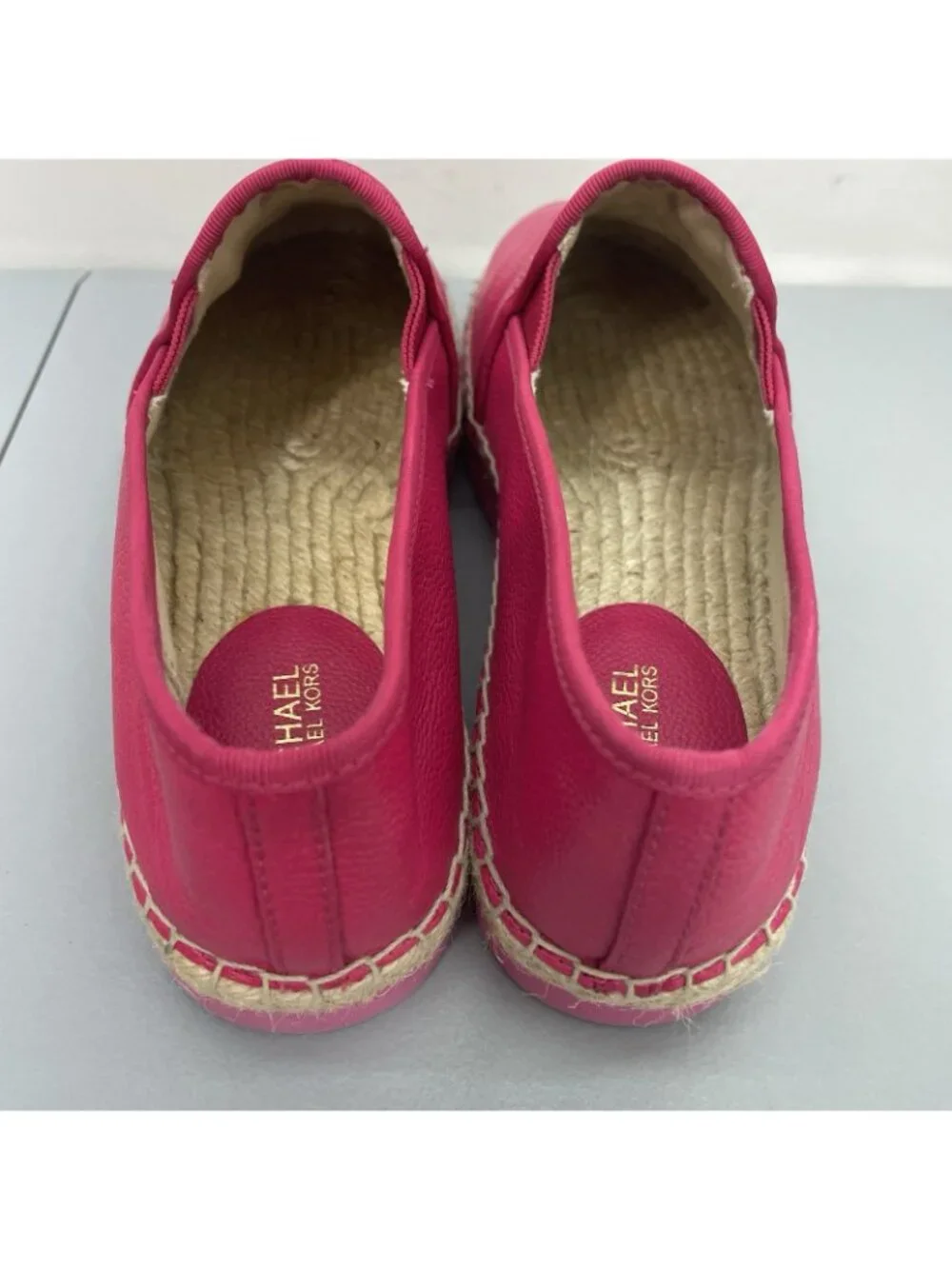 Michael Kors Hastings Espadrilles Shoes Slip On Pebbled Leather Hot Pink Women 7